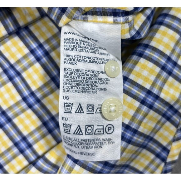 Tommy Hilfiger Men's Medium Yellow Plaid‎ Button Down Shirt - Picture 6 of 7